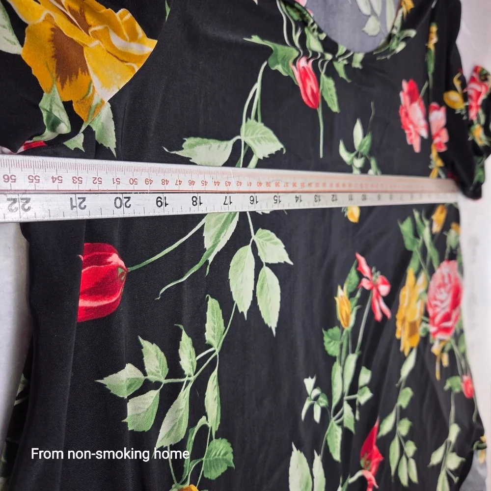 Women's DA GRACE Black Floral Tunic Top 2X